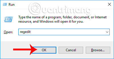 Nhập regedit từ khóa