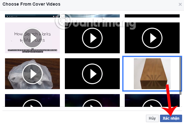 Xác nhận video làm ảnh Fanpage Facebook