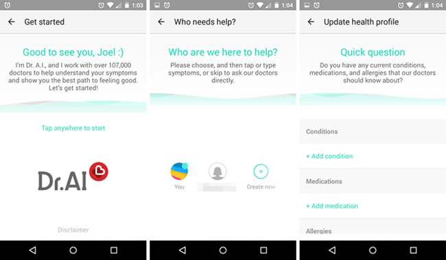 Giao diện HealthTap Giao diện HealthTap