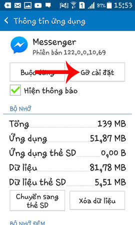 Gỡ ứng dụng Messenger Gỡ ứng dụng Messenger