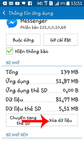 Xóa dữ liệu ứng dụng Messenger Xóa dữ liệu ứng dụng Messenger