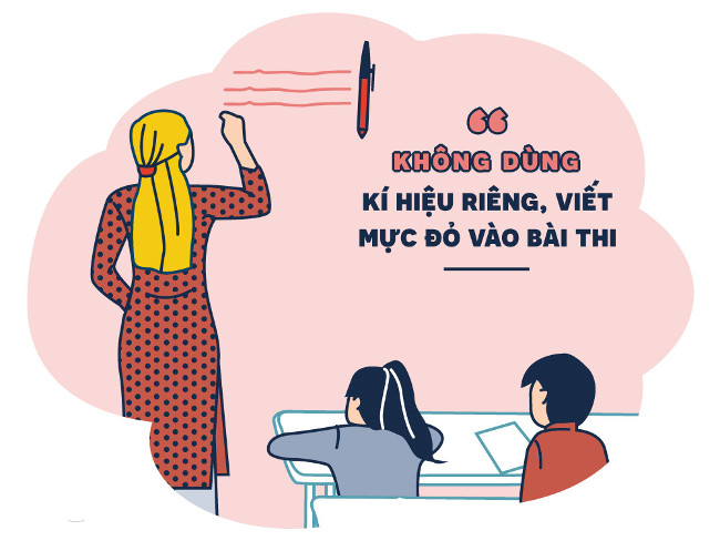 Không dùng bút mực khác màu để đánh ký hiệu riêng trong bài thi Không dùng bút mực khác màu để đánh ký hiệu riêng trong bài thi