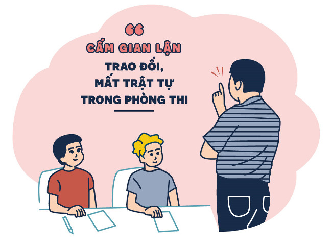 Không gian lận, trao đổi làm mất trật tự trong phòng thi Không gian lận, trao đổi làm mất trật tự trong phòng thi