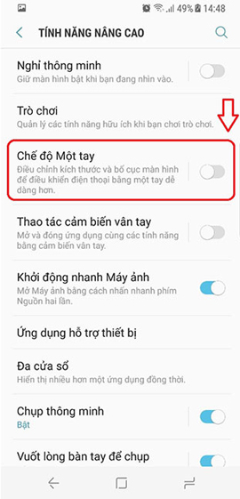 Kích hoạt chế độ 1 tay
