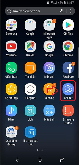 Nhấn chọn Cài đặt