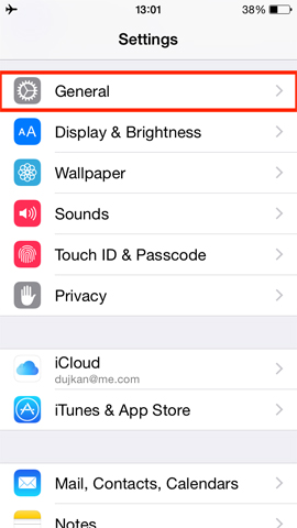 Nhấn chọn mục General