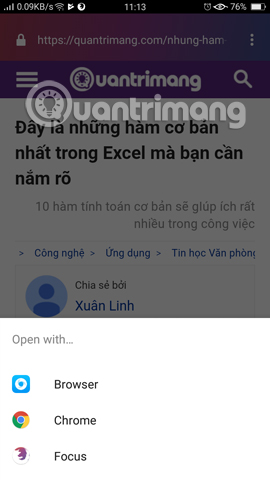 Mở trang web bằng trình duyệt khác