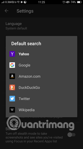 Thay đổi công cụ tìm kiếm mặc định