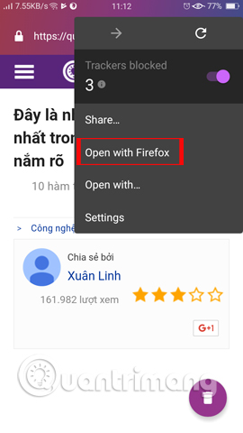 Mở trang web trên Firefox
