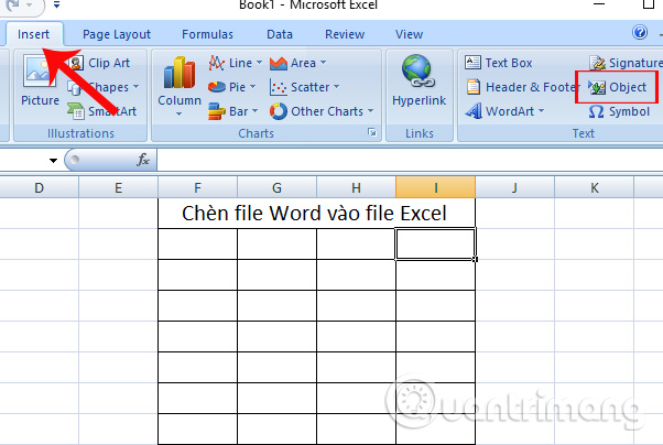 Chèn file Word có sẵn trong Excel