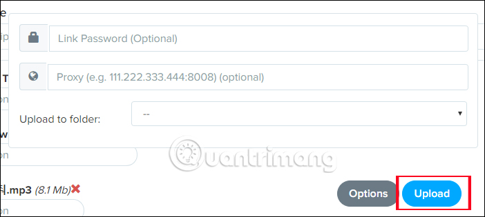 Nhấn Upload tải dữ liệu