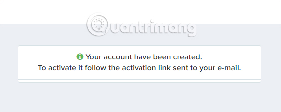 Thông báo đăng ký tài khoản