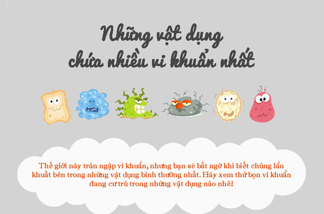 Những vật dụng chứa nhiều vi khuẩn