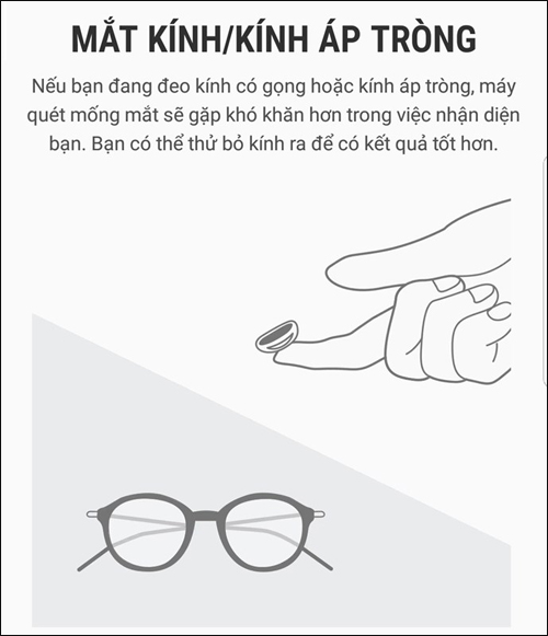 Tháo kính mắt khi quét mống mắt