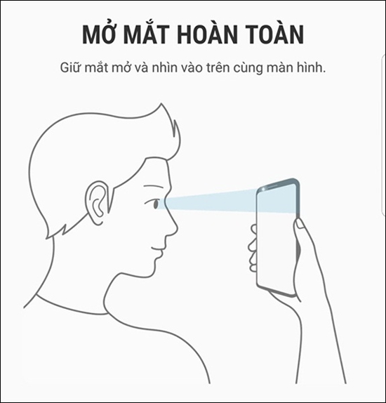 Mở mắt to để quét mống mắt