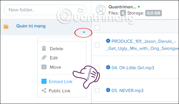Quản lý thư mục trên Sendit.cloud