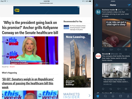 Chế độ chia màn hình trên iOS 11