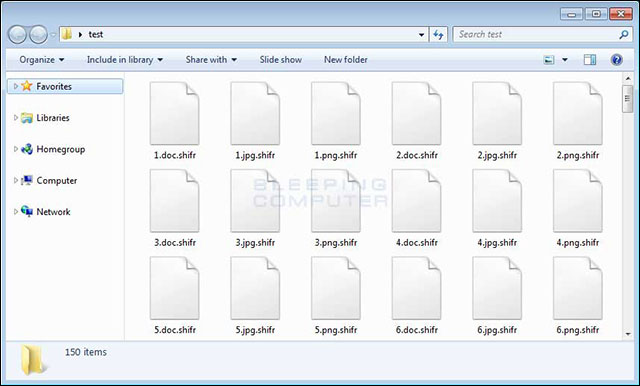 Hình ảnh tập tin bị mã hóa với phần mở rộng .shifr