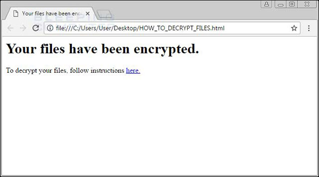 Thông báo tới nạn nhân tập tin đã bị mã hóa