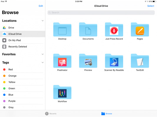 Ứng dụng Files trên iPad Pro