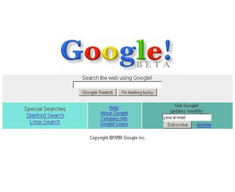 Giao diện Google năm 1998