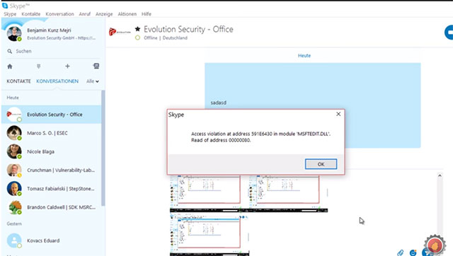 Hacker có thể thực thi đoạn mã độc từ xa trên máy nạn nhân thông qua Skype