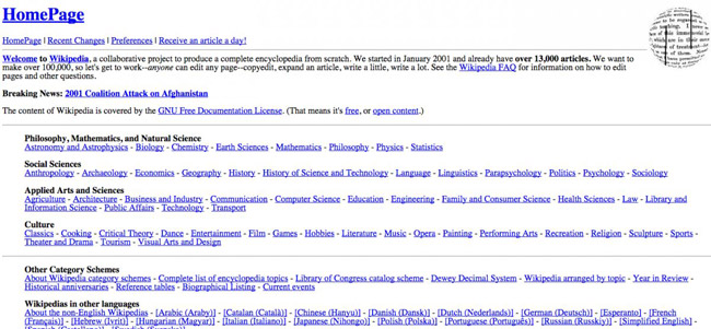 Wikipedia 2001