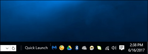 Biểu tượng Quick Launch trên taskbar