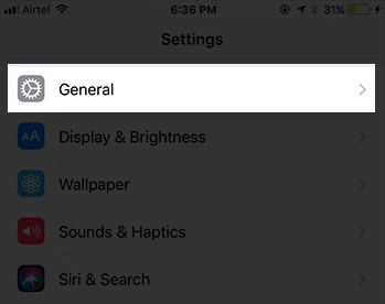 Nhấn chọn General