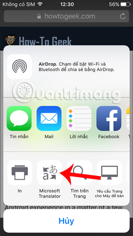 Nhấn chọn ứng dụng dịch Microsoft Translator