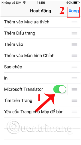 Kích hoạt ứng dụng Microsoft Translator