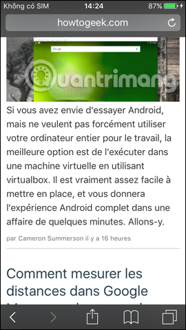 Dịch trang web trên Safari sang Tiếng Pháp