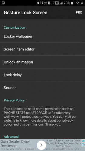 Giao diện Guesture Lock Screen 