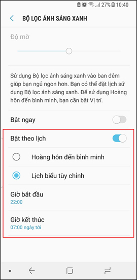 Chọn khung thời gian