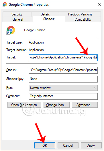 Khởi động trình duyệt chế độ ẩn danh