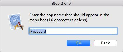 Chọn tên sẽ hiển thị trên thanh Menu