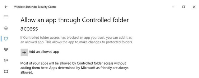 Cho phép ứng dụng truy cập thư mục được bảo vệ