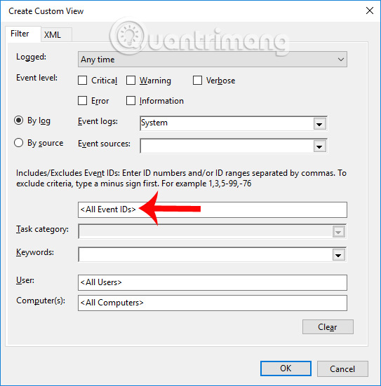 ID cho hoạt động trên Windows