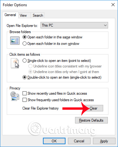 Xóa lịch sử truy cập 