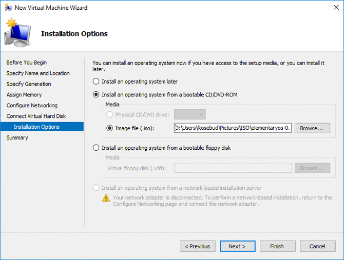 Chọn Image file (.iso) và file ISO qua nút Browse