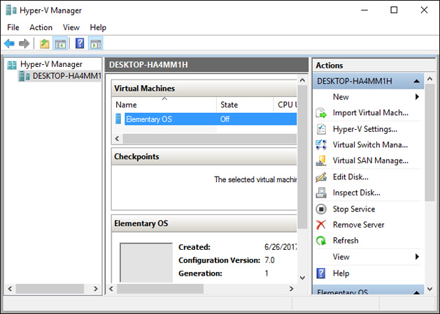 Kích hoạt máy ảo trong Hyper-V Manager