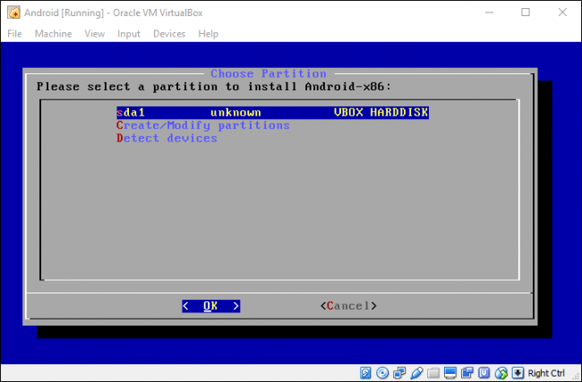 Chọn phân vùng vừa tạo để cài Android