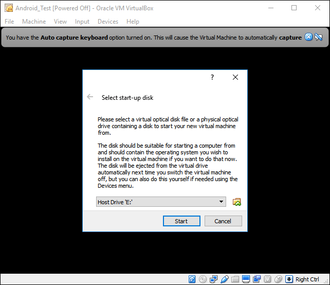 Chọn Start để cài đặt Android trên máy tính