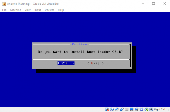 Chọn Yes để cài đặt GRUB bootloader