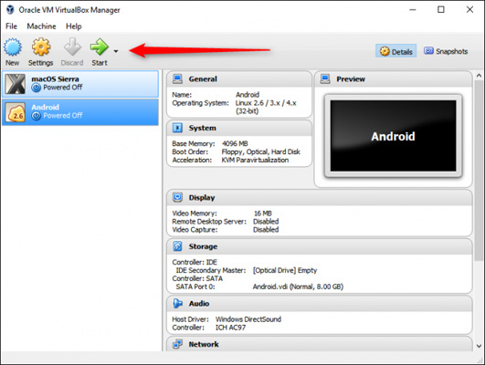 Khởi động máy ảo trên VirtualBox
