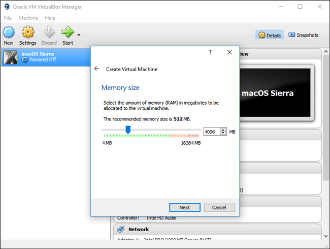 Thiết lập bộ nhớ cho máy ảo