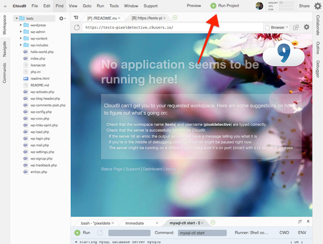 Nhấp chuột vào Run project