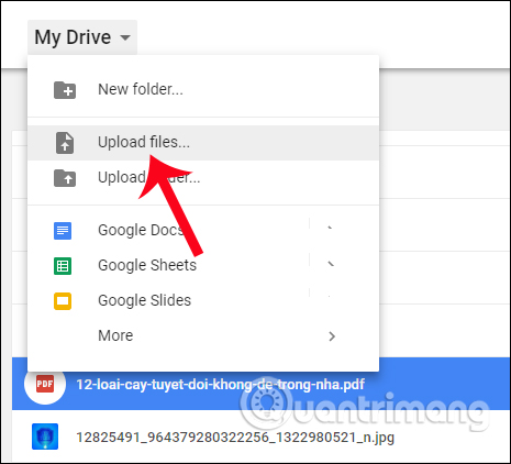 Tải file hình ảnh lên Google Drive