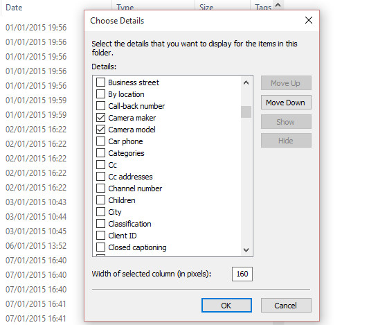 Chọn chi tiết hiển thị