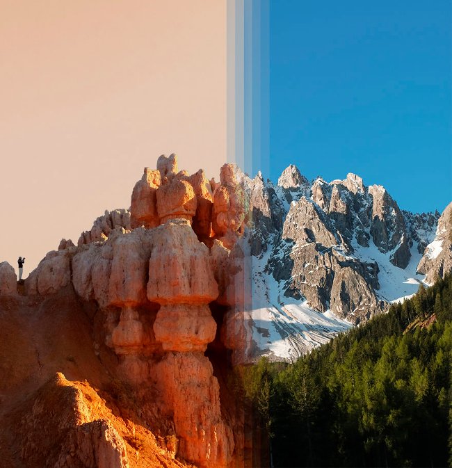 Bryce Canyon ở Hoa Kỳ và Dolomites ở Ý